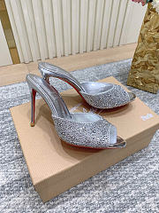 Kitlife Christian Louboutin Me Dolly Strass 105mm Mules Suede and strass Silver  - 1