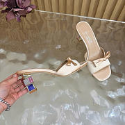 Kitlife Louis Vuitton Cube Mules Beige Satin Heel 6.5cm - 5