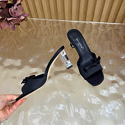 Kitlife Louis Vuitton Cube Mules Black Satin Heel 6.5cm - 6