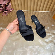 Kitlife Louis Vuitton Cube Mules Black Satin Heel 6.5cm - 3