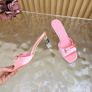 Kitlife Louis Vuitton Cube Mules Pink Satin Heel 6.5cm