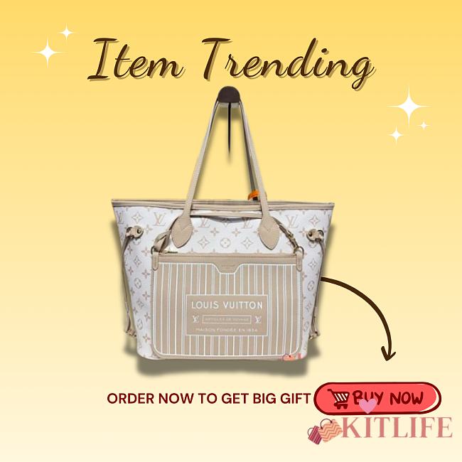 Kitlife Louis Vuitton Neverfull Inside Out MM Bag Dune & Hazelnut M25665 31x28x14cm - 1