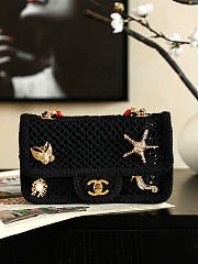 Kitlife Chanel Small Flap Bag Coco Pendant Badge in Black 14x21x6cm - 6