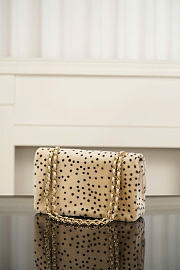 Kitlife Chanel Pony Hair Cheetah Printed Creative Fabrics Flap Light Beige Black 25cm - 6