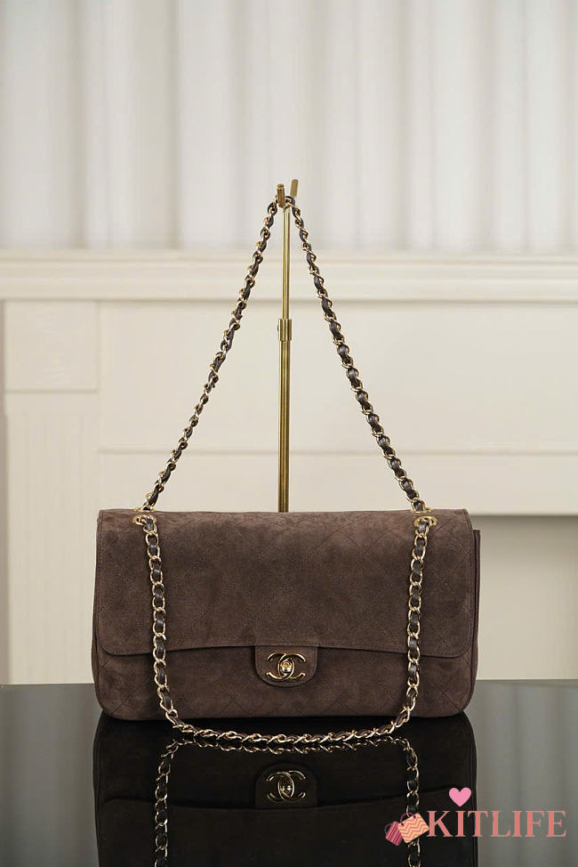 Kitlife Chanel Suede Calfskin Small Souplissimo Maxi Flap Bag Dark Brown 19.5x32x10cm  - 1