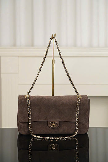 Kitlife Chanel Suede Calfskin Small Souplissimo Maxi Flap Bag Dark Brown 19.5x32x10cm 
