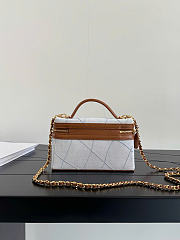 Kitlife Chanel Washed Denim Calfskin Quilted Top Handle Slim Vanity Case With Chain Blue Brown 19.5×17×5cm - 6