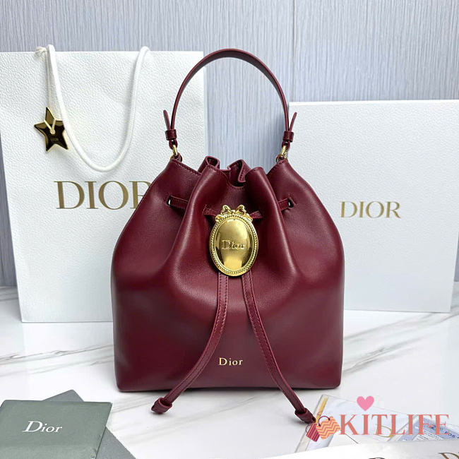 Kitlife Dior Cruise Bucket Bag Burgundy 24x27x12.5cm - 1
