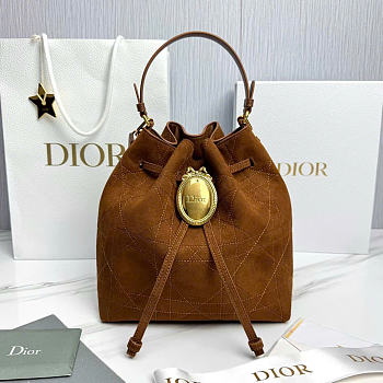 Kitlife Dior Cruise Bucket Bag Brown Suede 24x27x12.5cm 