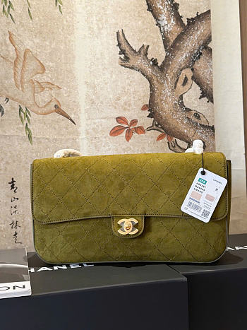 Kitlife Chanel Suede Calfskin Small Souplissimo Maxi Flap Bag Green 19.5x32x10cm