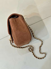 Kitlife Chanel 26A Suede Calfskin Maxi Flap Bag Dark Brown 13x20x6cm - 6
