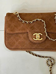 Kitlife Chanel 26A Suede Calfskin Maxi Flap Bag Dark Brown 13x20x6cm - 3