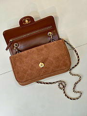 Kitlife Chanel 26A Suede Calfskin Maxi Flap Bag Dark Brown 13x20x6cm - 2