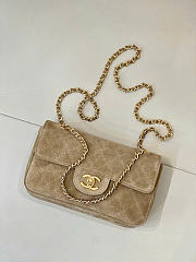 Kitlife Chanel 26A Suede Calfskin Maxi Flap Bag Beige 13x20x6cm - 4