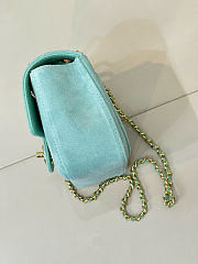 Kitlife Chanel 26A Suede Calfskin Maxi Flap Bag Blue 13x20x6cm - 6