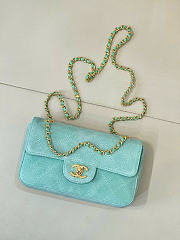 Kitlife Chanel 26A Suede Calfskin Maxi Flap Bag Blue 13x20x6cm - 4
