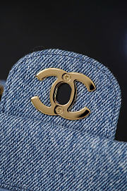 Kitlife Chanel 26A Blue Denim Maxi Flap Bag 13x20x6cm - 5