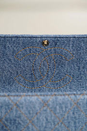 Kitlife Chanel 26A Blue Denim Maxi Flap Bag 13x20x6cm - 4