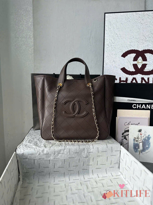 Kitlife Chanel Large Shopping Bag Dark Brown AS6200 40x30x17cm  - 1
