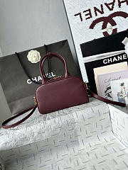 Kitlife Chanel 26B Mini Bowling Boston Bag Burgundy AS5528 20x13x9cm - 5