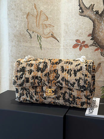 Kitlife Chanel 26A Leopard Print Tweed CF Maxi Flap Bag 32cm
