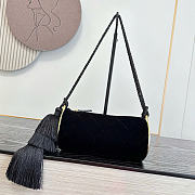 Kitlife Chanel 26A Black Velvet Tassel Cylindrical Bag 12x23.5x12cm  - 1