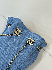 Kitlife Chanel Bucket With Chain Washed Blue Denim & Gold-Tone Metal 18x11.5x11.5cm - 3