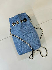 Kitlife Chanel Bucket With Chain Washed Blue Denim & Gold-Tone Metal 18x11.5x11.5cm - 2