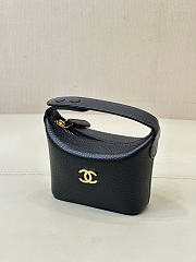 Kitlife Chanel Micro Top Handle Round Hobo Pouch Black Calfskin Gold Hardware 10x9x4cm - 4
