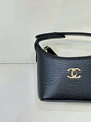 Kitlife Chanel Micro Top Handle Round Hobo Pouch Black Calfskin Gold Hardware 10x9x4cm - 3