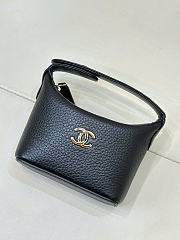 Kitlife Chanel Micro Top Handle Round Hobo Pouch Black Calfskin Gold Hardware 10x9x4cm - 2