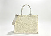 Kitlife Dior Medium Book Tote with Strap Latte Embroidered Crochet with Dior Médaillon Signature 36x27.5x16.5cm - 1