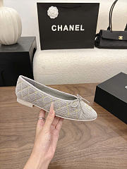 Kitlife Chanel Classic Ballet Flats Shoes Gray Denim - 6
