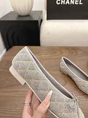 Kitlife Chanel Classic Ballet Flats Shoes Gray Denim - 4