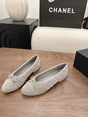 Kitlife Chanel Classic Ballet Flats Shoes Gray Denim - 2