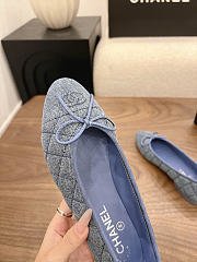 Kitlife Chanel Classic Ballet Flats Shoes Light Blue Denim - 3