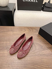 Kitlife Chanel Classic Ballet Flats Shoes Light Red Denim - 1