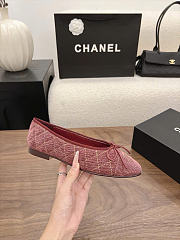 Kitlife Chanel Classic Ballet Flats Shoes Light Red Denim - 5