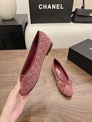Kitlife Chanel Classic Ballet Flats Shoes Light Red Denim - 2