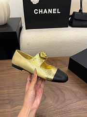 Kitlife Chanel 26B Button Mary Janes Shoes Gold & Black - 6