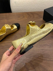 Kitlife Chanel 26B Button Mary Janes Shoes Gold & Black - 5