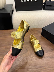 Kitlife Chanel 26B Button Mary Janes Shoes Gold & Black - 4