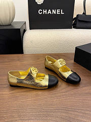 Kitlife Chanel 26B Button Mary Janes Shoes Gold & Black - 2