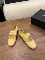 Kitlife Chanel 26B Button Mary Janes Shoes Beige - 2