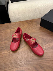 Kitlife Chanel 26B Button Mary Janes Shoes Red - 2
