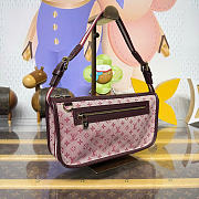 Kitlife Louis Vuitton Monogram Mini Lin Pochette Bag Pink Denim M92331 29x7x15cm - 4