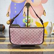 Kitlife Louis Vuitton Monogram Mini Lin Pochette Bag Pink Denim M92331 29x7x15cm - 3