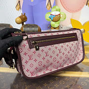 Kitlife Louis Vuitton Monogram Mini Lin Pochette Bag Pink Denim M92331 29x7x15cm - 2