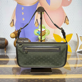 Kitlife Louis Vuitton Monogram Mini Lin Pochette Bag Green Denim M92332 29x7x15cm