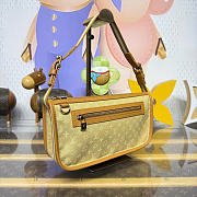 Kitlife Louis Vuitton Monogram Mini Lin Pochette Bag Beige Denim M92333 29x7x15cm - 3